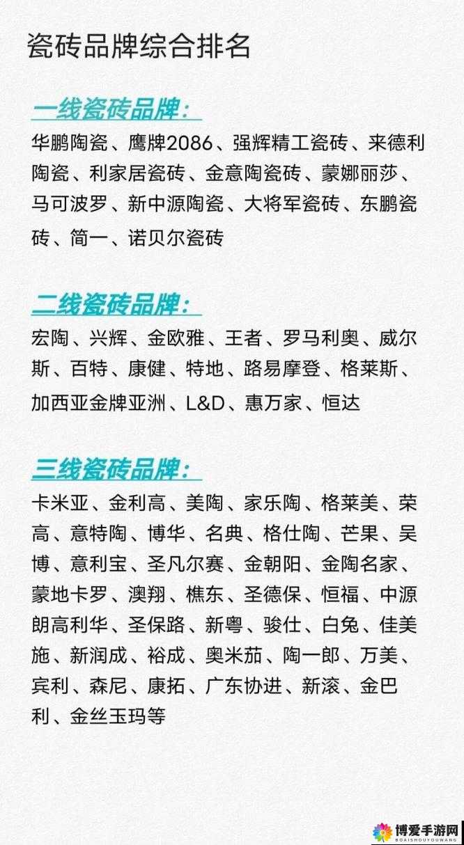 国产瓷砖一线二线三线品牌有哪：详细介绍与全面分析