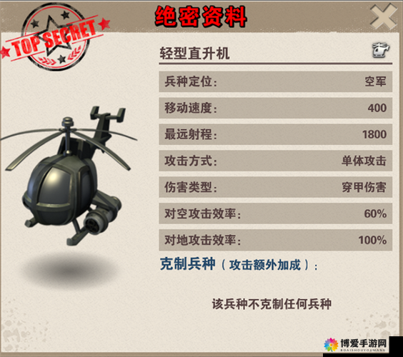 权力的游戏OL兵种介绍,轻型直升机