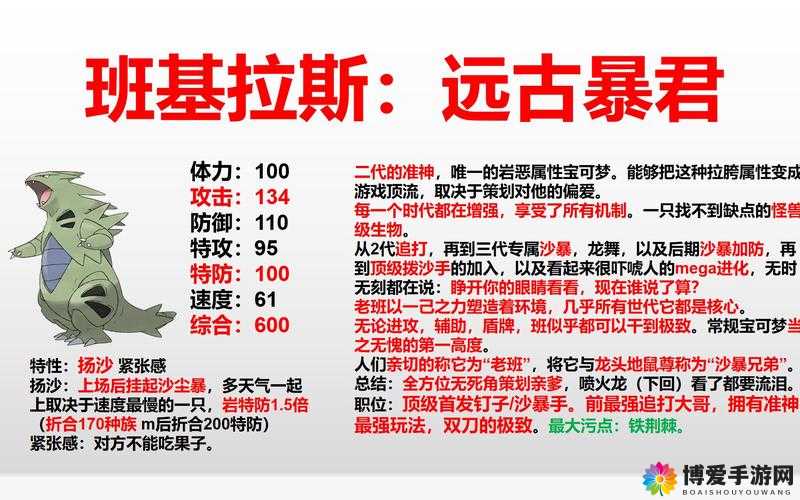 口袋妖怪复刻班吉拉深度解析,强吗?属性图鉴全揭秘