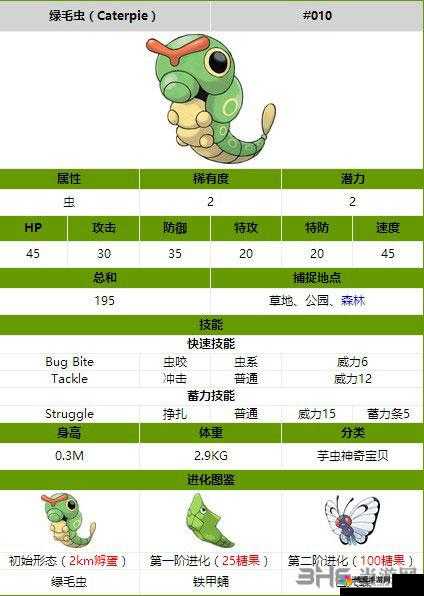 口袋妖怪复刻绿毛虫怎么样？绿毛虫进化、技能、属性图鉴详解