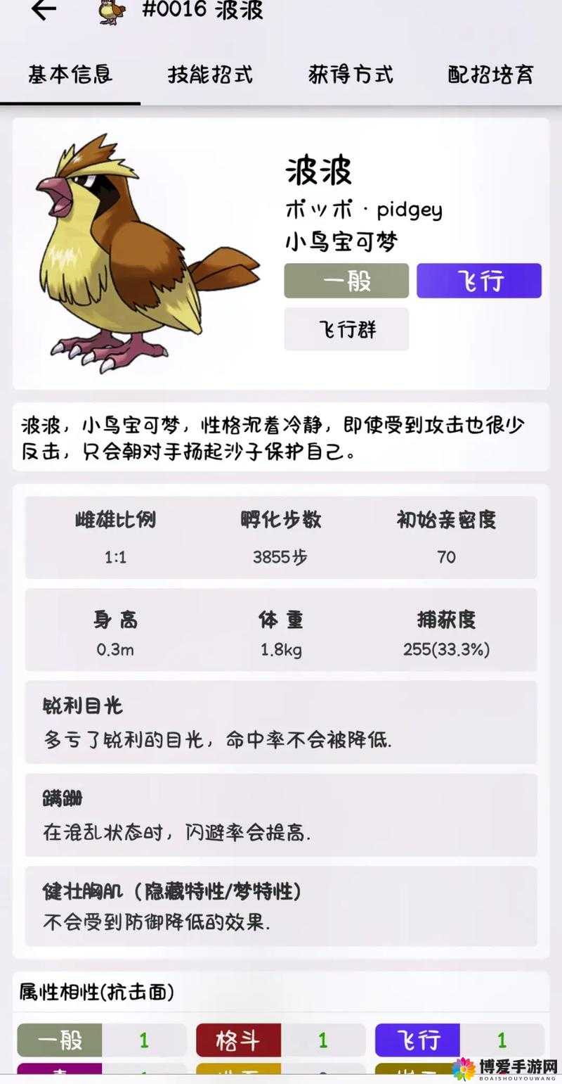 口袋妖怪复刻波波怎么样？波波技能列表详解