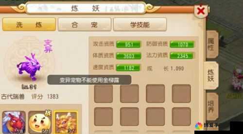 梦幻西游手游变异宝宝洗练全攻略