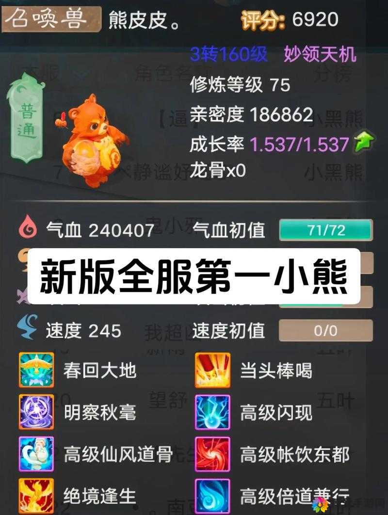 大话西游手游小熊怎么样及小熊加点推荐
